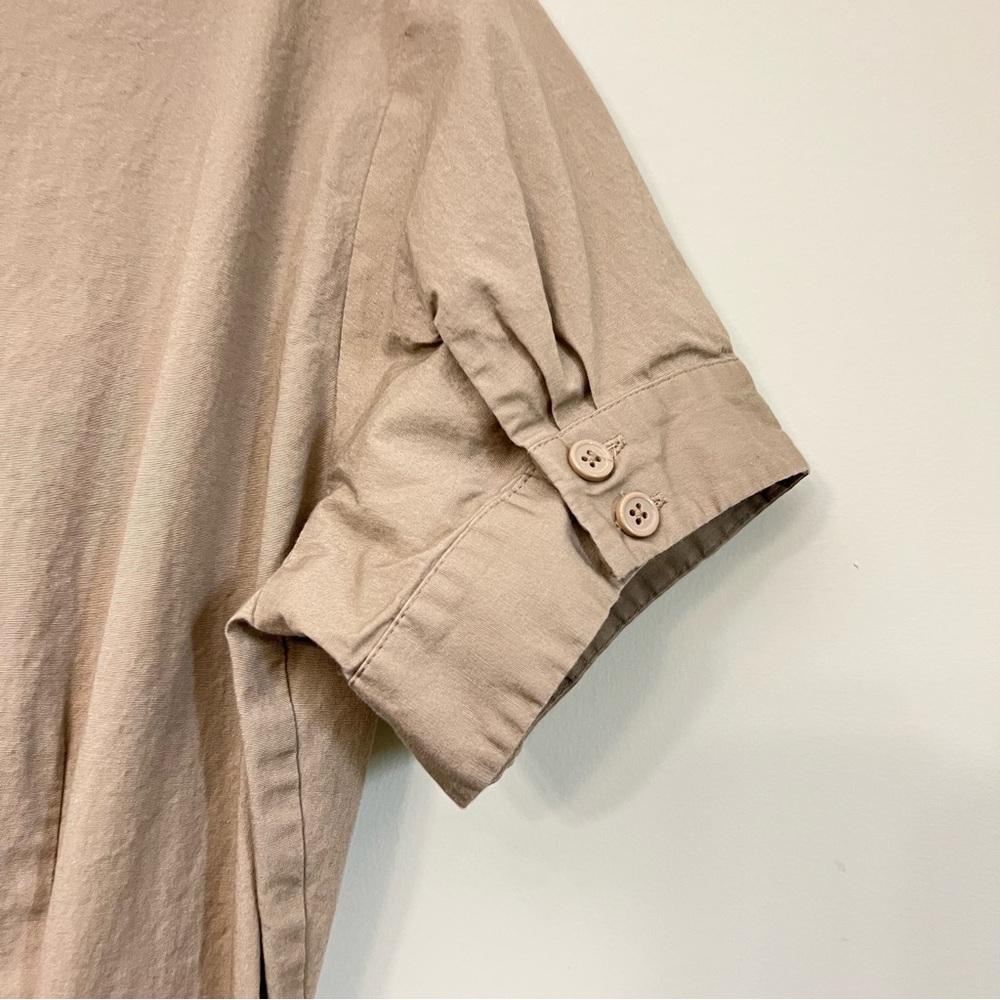 Smart Set Tan short sleeve Size 13 Large shirt dress button tshirt dress coverup - Picture 8 of 17